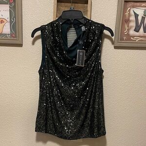 Black Sequin Sleeveless Top